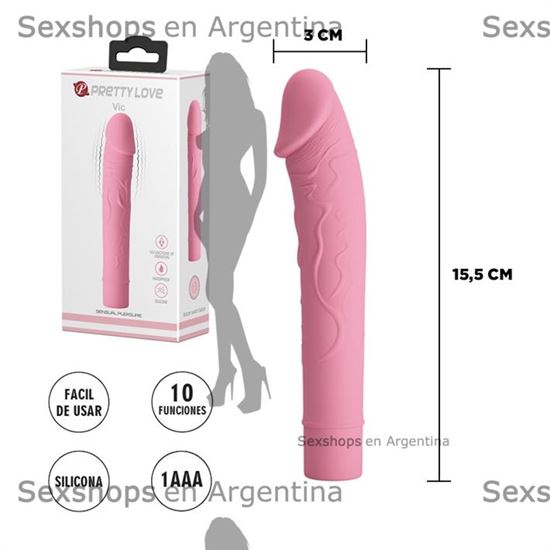 Estimulador con forma de pene y 10 velocidades de vibracion